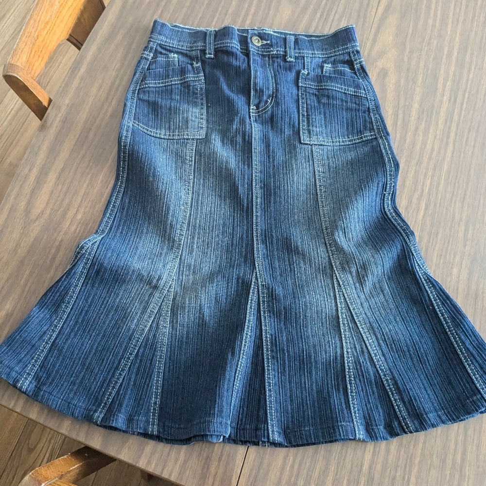 Girls long denim skirt